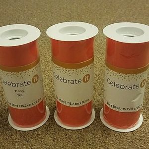 3 tubes of orange tulle